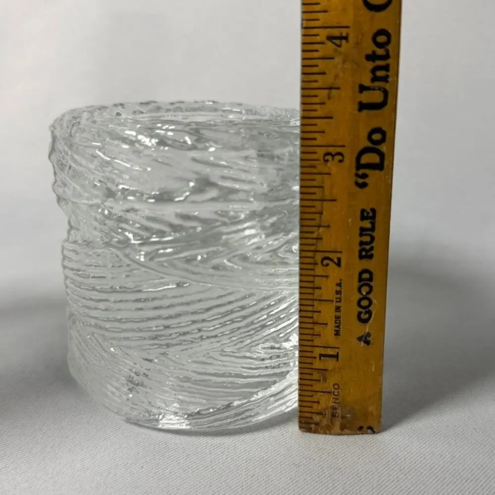 Set of 2 Simon Pearce Echo Lake Wrapped Glass Tealight Votive Candle Holders